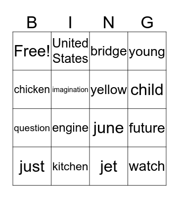 unit 11 Bingo Card
