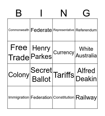 Federation Bingo Card