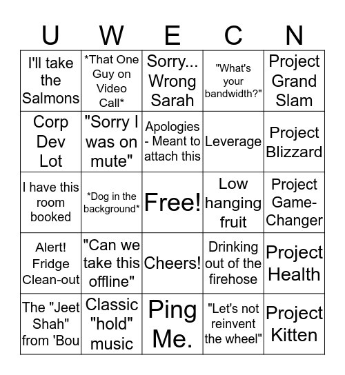 Corp Dev Lingo Bingo Card