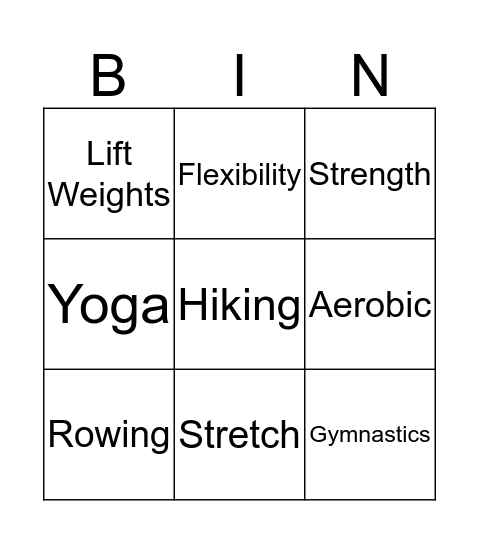 P3/1 Health Bingo Card