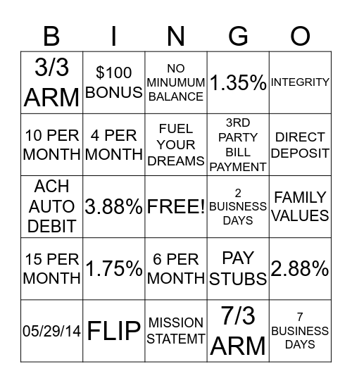 Connexus Bingo Card