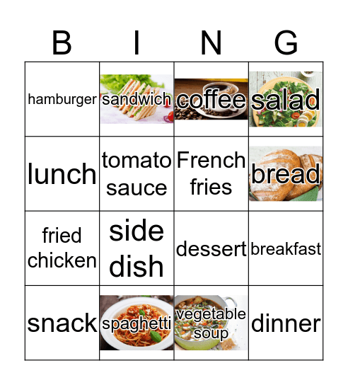 Foods and Drinks Bingo Card