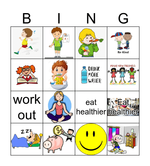 New Years Resolutions Bingo Card