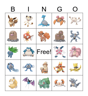 Pokemon Bingo Card