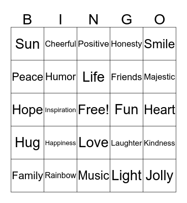 PEACE AND LOVE BINGO Card