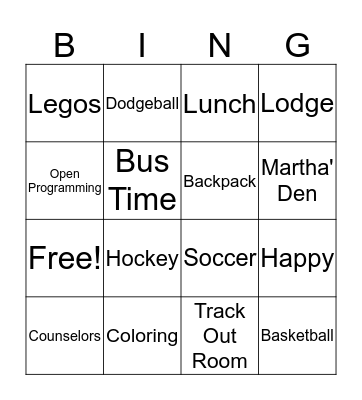 YMCA Bingo  Bingo Card