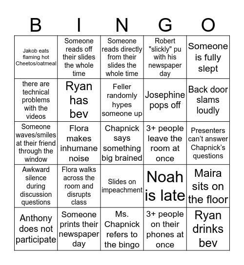 Gov Bingo Card