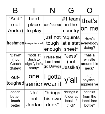Press Conference Bingo Card