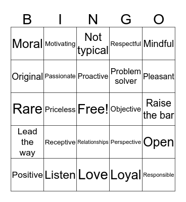 7 Habits  Bingo Card