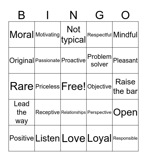 7 Habits  Bingo Card