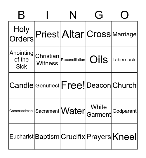 Mass Bingo Card