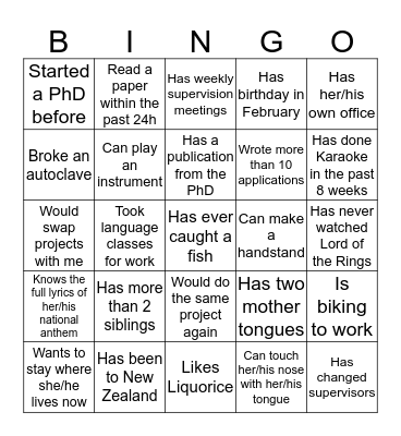 ITN - Bingo Card