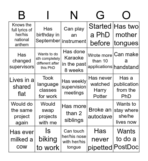 ITN - Bingo Card