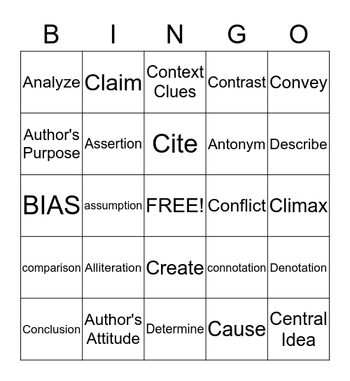 EOG Practice Bingo Card