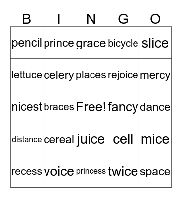 Soft C Bingo Card