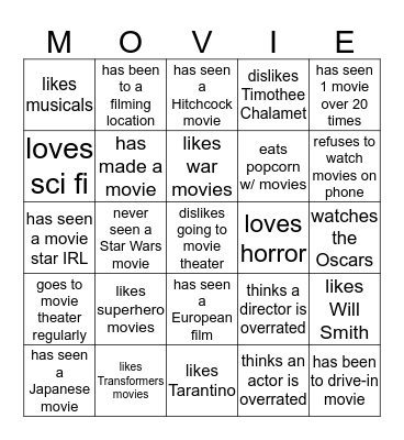 CHS FILM STUDIES Bingo Card