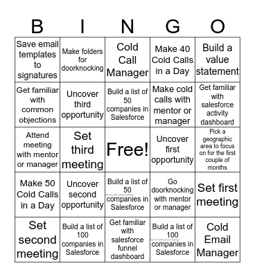 New Hire Activity Bingo (First Two Weeks) Bingo Card