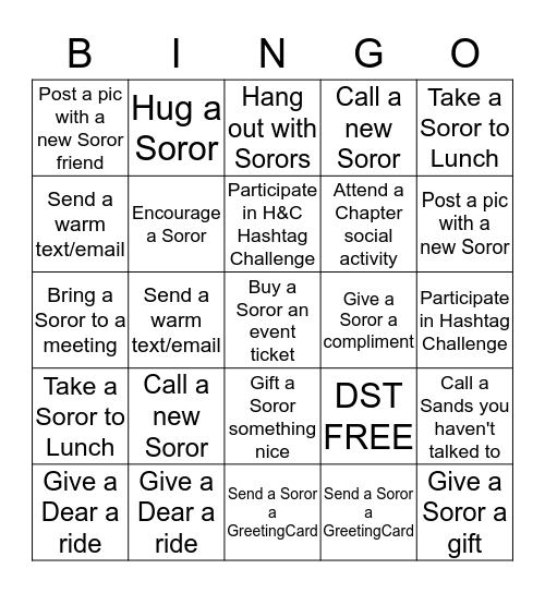 DST Re-D-Connect Bingo Card