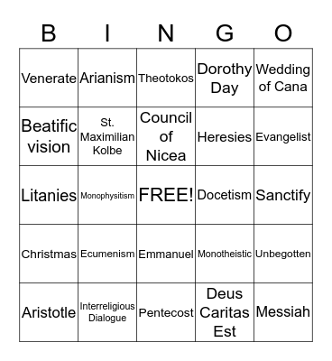 Final exam Bingo Card