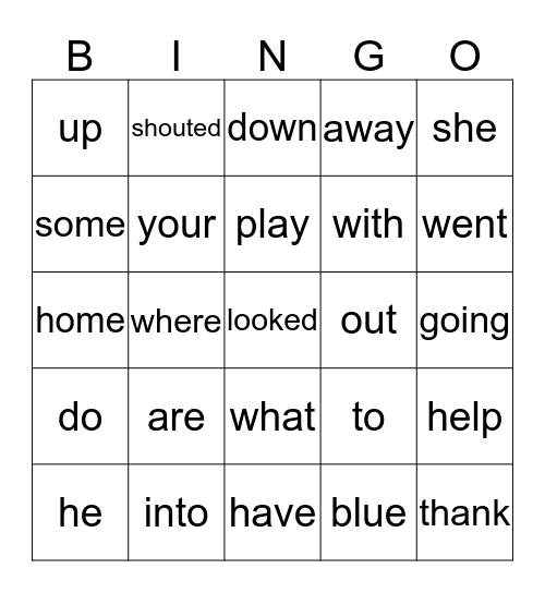 JANUARY Sight Words Bingo Card