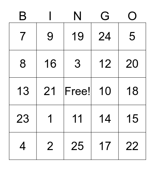 Circuit 9 Bingo  Bingo Card