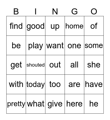 FEBRUARY Sight Words Bingo Card