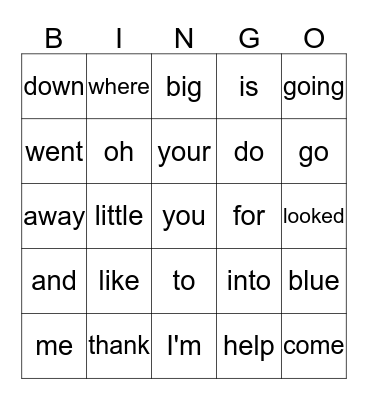 DECEMBER Sight Words Bingo Card