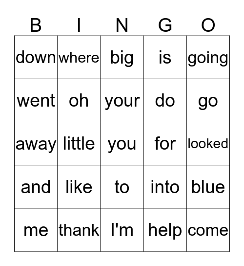 DECEMBER Sight Words Bingo Card
