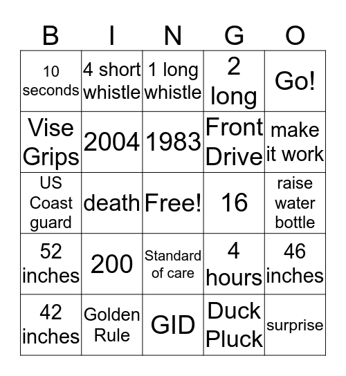 CAB BINGO!!! Bingo Card