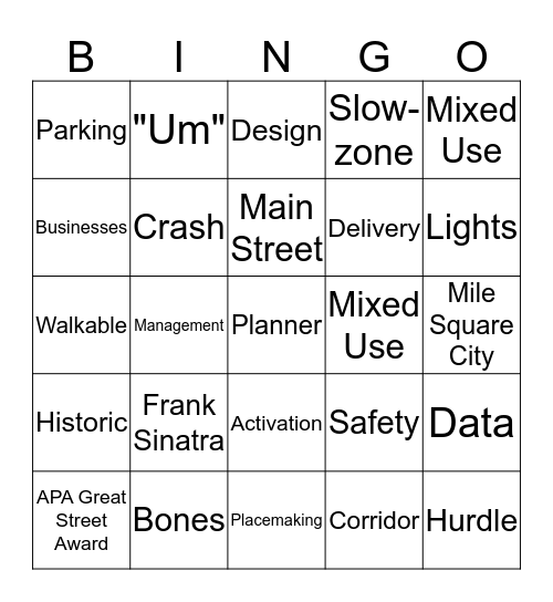 Speaker Series Bingo Card