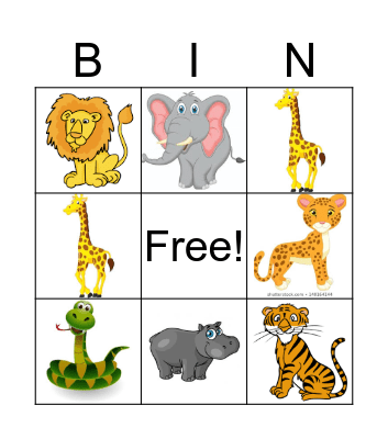 ANIMAL BINGO Card