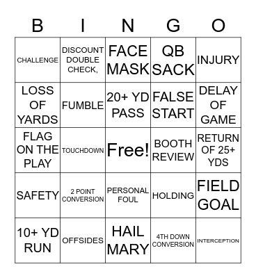 PACKER BINGO Card