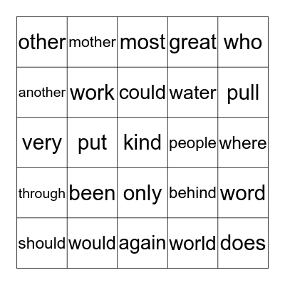 Irregular words (practice) Bingo Card
