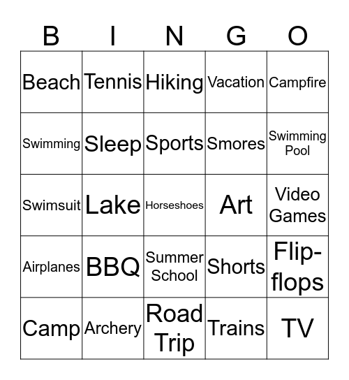 Summer Bingo Card