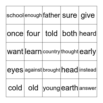Irregular words (practice) Bingo Card