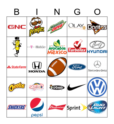 SUPER BOWL COMMERCIAL Bingo Card