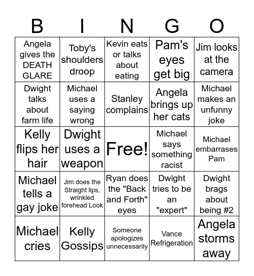 THE OFFICE BINGO Card