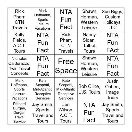 TAP Dance Bingo Card