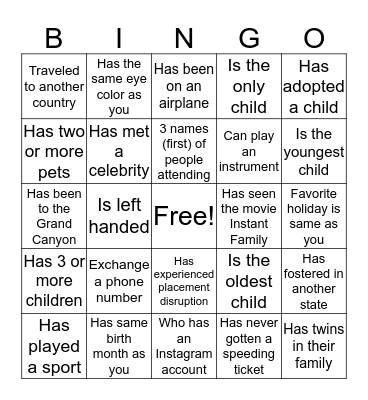Get to Know You Bingo Card