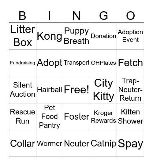 PetPromise 20th Anniversary Bingo Card