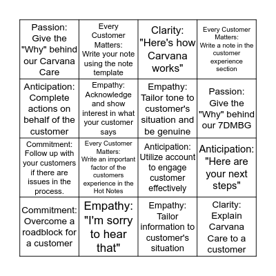 Principles In Practice Bingo Card