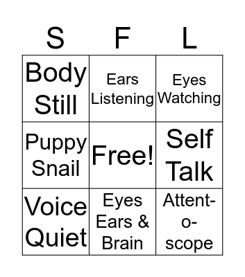Second Step Program Bingo Card