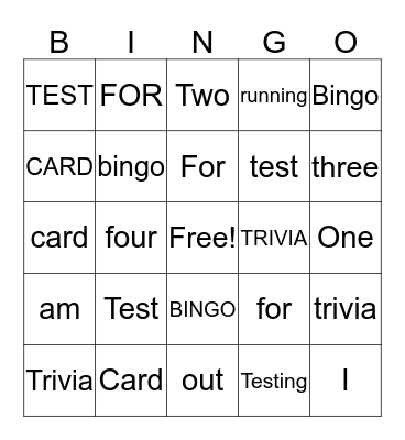 Fairy Tale Bingo Test Bingo Card