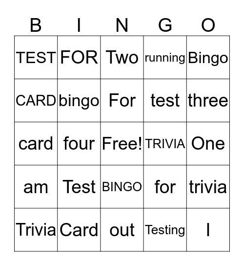 Fairy Tale Bingo Test Bingo Card