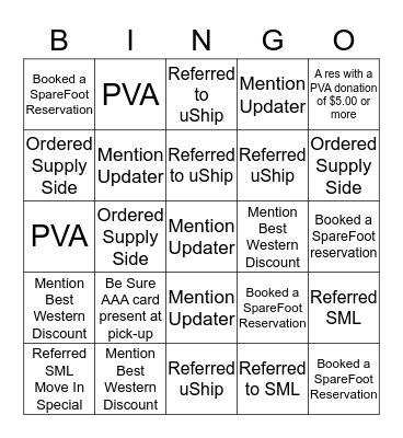 Partner Bingo Card