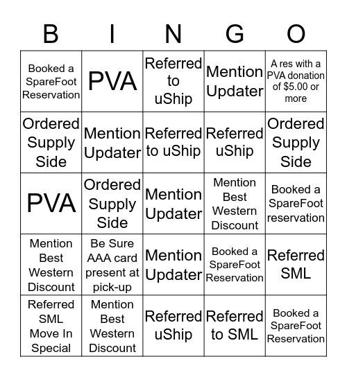 Partner Bingo Card