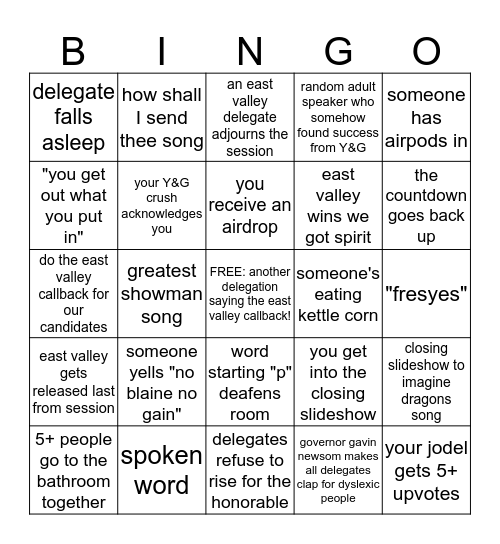 Joint Session Bingo Card