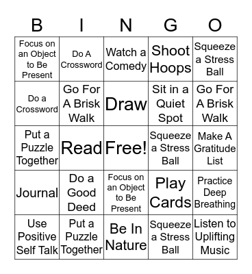 Coping Skills  Bingo Card