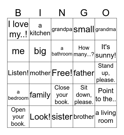 My Family Bingo Card