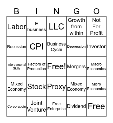 Foundations of Business Bingo Card